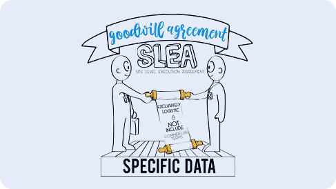 Illustration of two cartoon figures shaking hands under a banner reading Goodwill Agreement SLEA, with highlighted text Specific Data